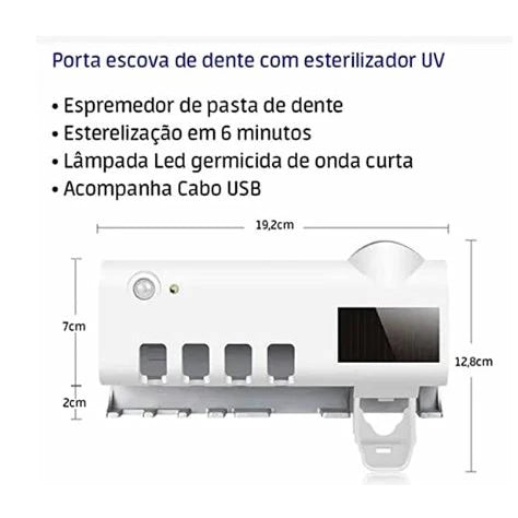 Dispenser de Creme dental e Esterilizador de Escova De Dente